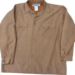 United Suede Like Cloth Men's XL Button Down Shirt Brown
